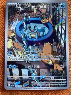 Pokemon TCG Squirtle Stellar Crown Illustration Rare Holo Card 148/142 Sv07 - Image 1