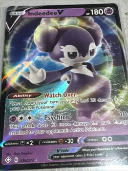 Indeedee V 039/072 Shining Fates NM Ultra Rare Pokemon Card - Image 1