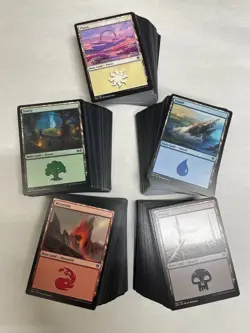 MTG Magic The Gathering 500 Basic Lands Mixed Sets 100 Each + Card Storage Box - Image 1