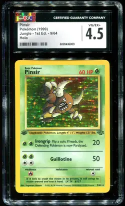 CGC 4.5 Pinsir 1st Edition Holo Rare Jungle 1999 Pokemon Card #9 - Image 1
