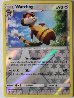 REVERSE HOLO Watchog 108/145 LP Guardians Rising Sun Moon Pokemon Card - Image 1