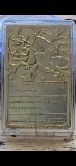 Pokemon Charizard Gold-Plated Card 1999 Still Un Plastic Case Never Been Opened. - Image 3