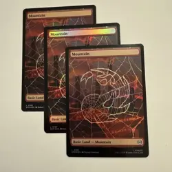 3x FOIL Spider-Man Mountains Full Art Basic Land SPM MTG Mint Unplayed M/NM 192 - Image 1