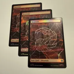 3x FOIL Spider-Man Mountains Full Art Basic Land SPM MTG Mint Unplayed M/NM 192 - Image 2