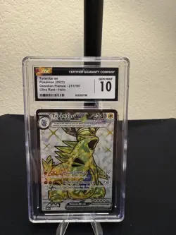 2023 POKEMON OBSIDIAN FLAMES ULTRA RARE HOLO #211 TYRANITAR EX CGC 10 GEM MINT - Image 1