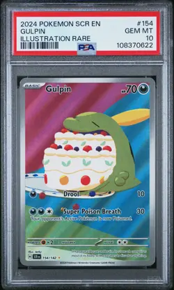 2024 POKEMON SCR EN-STELLAR CROWN ILLUSTRATION RARE #154 GULPIN PSA 10 - Image 1