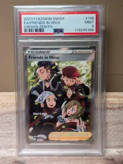2023 POKEMON SWORD & SHIELD CROWN ZENITH FRIENDS IN HISUI 148 PSA 9 - Image 1
