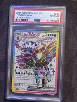 Gem Mint 10 Pokemon Hydreigon ex 223/191 Sv08: Surging Sparks Holo - Image 1