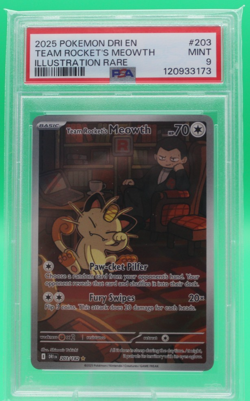 2025 POKEMON DRI EN-DESTINED RIVALS ILLUSTRATION RARE TEAM ROCKET'S MEOWTH PSA 9 - Image 1