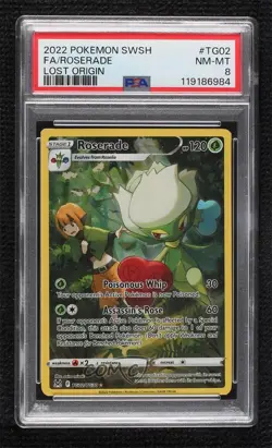 Full Art - Roserade Pokemon Sword & Shield Lost Origin Trainer Gallery PSA 8 - Image 1