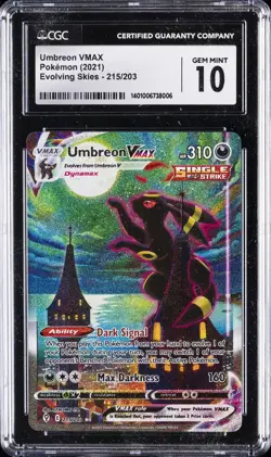 2021 POKEMON EVOLVING SKIES ALT ART #215 UMBREON VMAX CGC 10 - Image 1