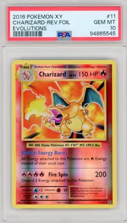 2016 Pokemon XY Evolutions Charizard Reverse Holo #11 PSA 10 - Image 1