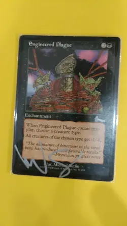 Engineered Plague, Urza's Legacy, MTG, LP SINGED CARD - Image 1