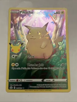 Pikachu 5/25 Celebrations Full Art Holo Rare Pokemon TCG Card - LP - Image 1