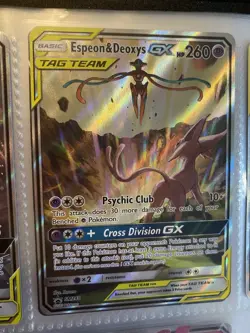 Pokemon TCG Espeon & Deoxys GX Tag Team Black Star Promo Card #SM240 LP/NM - Image 1