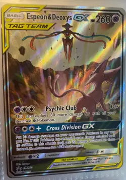 Pokemon TCG Espeon & Deoxys GX Tag Team Black Star Promo Card #SM240 LP/NM - Image 2