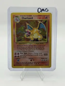 Pokemon TCG Shadowless Charizard Holo-Rare Card 04/102 Base Set Damaged - Image 1
