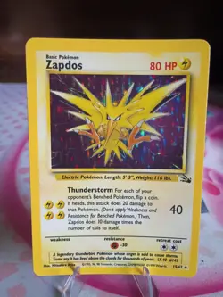 Zapdos 15/62 Fossil Rare Holo Pokemon Card NM Vintage WOTC - Near Mint - Image 1