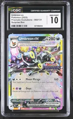 CGC 10 GEM MINT Umbreon ex 060/131 Stamped Surprise Box Prismatic Pokemon Card - Image 1