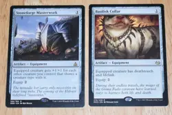 MTG 2x Rare Artifact Basilisk Collar & Stoneforge Masterwork - Image 1