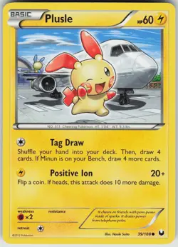 Pokemon Plusle 39/108 Dark Explorers Common NM - Image 1