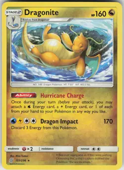 Pokemon Dragonite 151/236 SM - Unified Minds Rare NM - Image 1