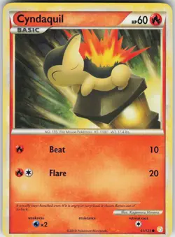 Pokemon Cyndaquil 61/123 HeartGold SoulSilver Common NM - Image 1