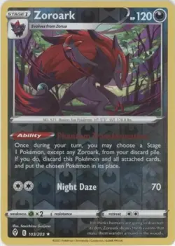 Zoroark - 103/203 - Holo Rare - Reverse Holo NM, English Pokemon Evolving Skies - Image 1