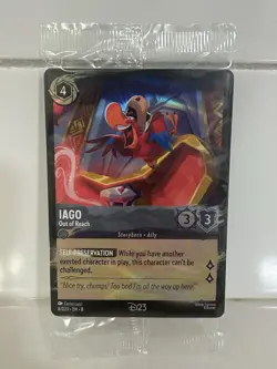 Disney Lorcana D23 Exclusive Iago Out Of Reach Trading Card Brand New Sealed - Image 1