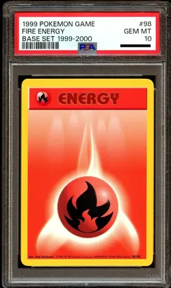 PSA 10 GEM MINT Fire Energy 98/102 Base Set 1999-2000 Pokemon Card - Image 2