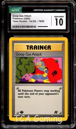 CGC 10 GEM MINT Goop Gas Attack 78/82 1st Edition Team Rocket Pokemon Card - Image 1