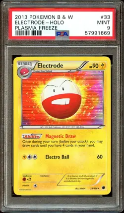 PSA 9 MINT Electrode 33/116 HOLO RARE BW Plasma Freeze Pokemon Card 669 - Image 2