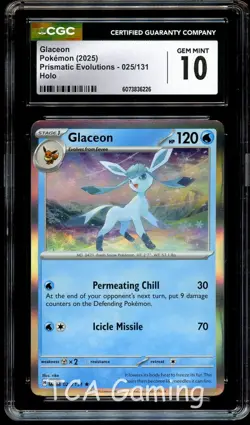 CGC 10 GEM MINT Glaceon 025/131 HOLO RARE Prismatic Evolutions Pokemon Card 226 - Image 1