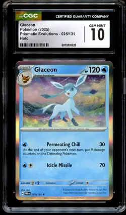 CGC 10 GEM MINT Glaceon 025/131 HOLO RARE Prismatic Evolutions Pokemon Card 226 - Image 2