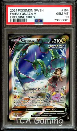 PSA 10 GEM MINT Rayquaza V 194/203 ALTERNATE FULL ART HOLO Pokemon Card 881 - Image 1