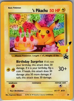 Birthday Pikachu 24 Celebrations: Classic Collection - Pokemon Card - NM - Image 1