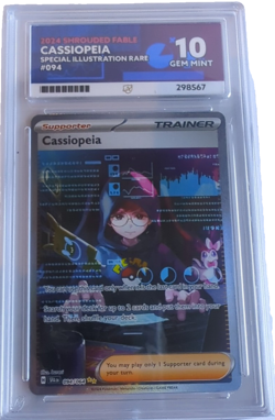 Cassiopeia Shrouded Fable Card 096/064 Full Art Holo. Ace 10 Gem Mint Custom Lab - Image 1