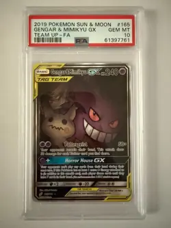 Pokemon Card PSA 10 Gem Mint Gengar & Mimikyu GX 165/181 Team Up - Image 1