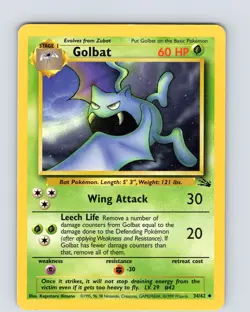 Pokemon TCG Golbat Fossil 34/62 Unlimited Uncommon Card WOTC Played LP - Image 1