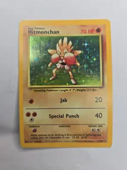 Pokemon TCG Hitmonchan Base Set Holo Rare Card 7/102 - Image 1