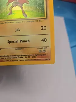 Pokemon TCG Hitmonchan Base Set Holo Rare Card 7/102 - Image 2