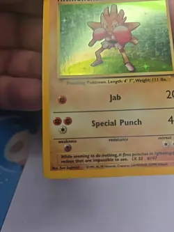 Pokemon TCG Hitmonchan Base Set Holo Rare Card 7/102 - Image 5