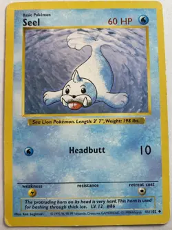 Seel 41/102 Base Set SHADOWLESS MP/HP 1999 Vintage WOTC Pokemon TCG Card - Image 1