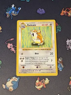 Pokemon Cards Raticate 40/102 Base Set SHADOWLESS WOTC - (LP) - Image 1