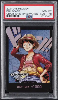 2024 ONE PIECE PROMOS CHAMP 2023 WORLD FINAL DON!! CARD PSA 10 - Image 1