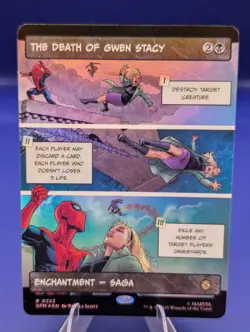 The Death of Gwen Stacy Magic The Gathering Spider-Man Rare Borderless Foil #223 - Image 1