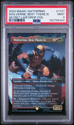 2024 MTG SECRET LAIR DROP FOIL #1737 WOLVERINE, BEST THERE IS PSA 9 - Image 1