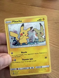 2019 Pokemon Team Up Pikachu Holo Promo #SM162 Black Star Promo Card LP - Image 3
