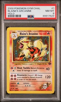 2000 POKEMON GYM CHALLENGE HOLO #1 BLAINE'S ARCANINE PSA 8 - Image 1