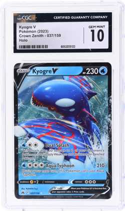 2023 Pokemon Sword and Shield Crown Zenith Kyogre V #37 CGC 10 - Image 1